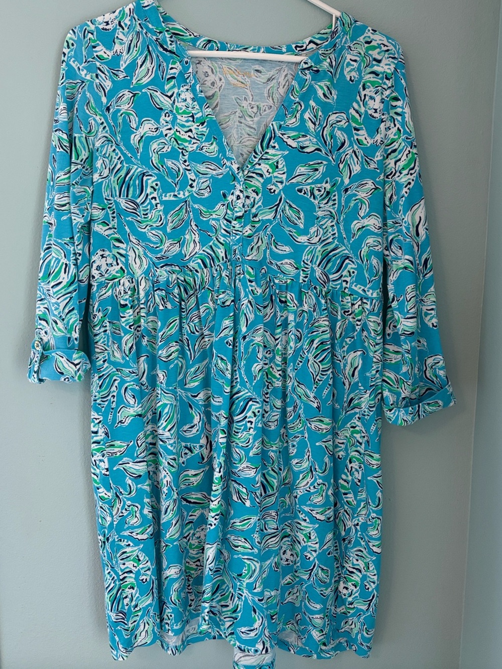 Lily Pulitzer Loran Swing Dress Turquoise Oasis Outa Line -Small
